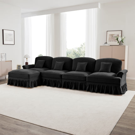 UNICORN L-Shaped 4-Seater Sofa Comfortable Seating for Living Room Black
