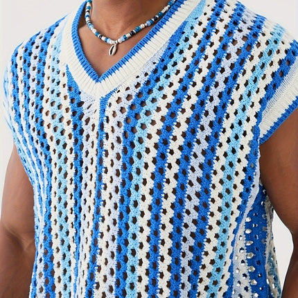 UNICORN Openwork Crochet Vest Pink Red Blue Green s m l xl xxl