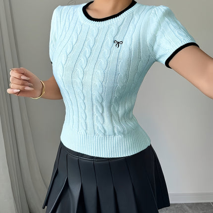 UNICORN Cat Ear Design Womens Short Sleeve Top Elegant Two-Tone Edges s m l xl