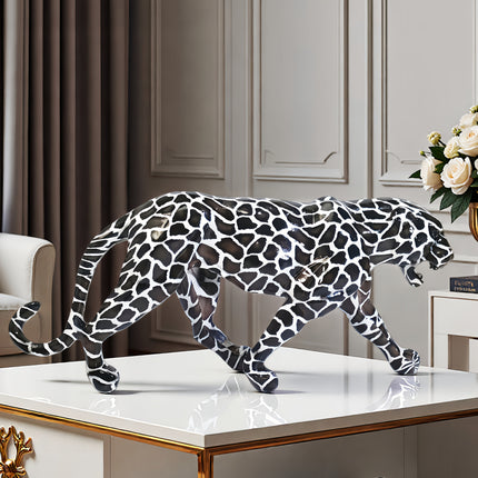 UNICORN Nordic Creative Resin Leopard Figurine Home Living Room Black White