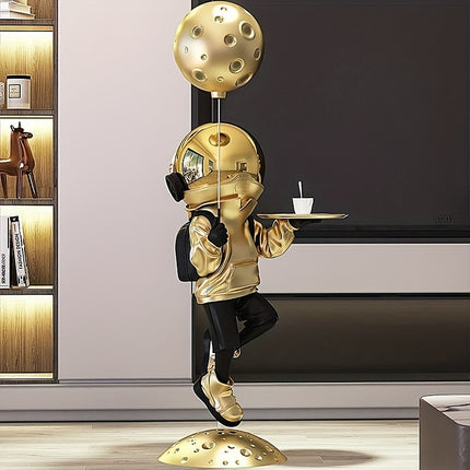 UNICORN Space Astronaut Cartoon Decorative Piece for Living Room Silvery Golden