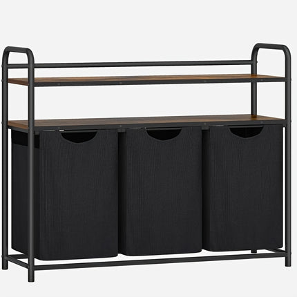 UNICORN Laundry Basket 3 Compartments, 3 X 46L Black