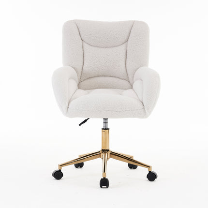 UNICORN Teddy Fabric Height Adjustable Swivel Chair for Home Office Indoors White