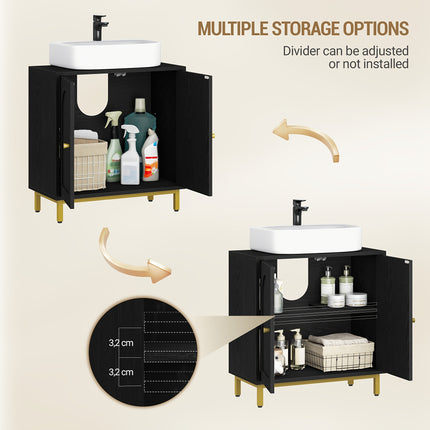 UNICORN Bathroom Vanity Cabinet with 2 Doors & Adjustable Shelf 30 X 60 X 63cm (Black)
