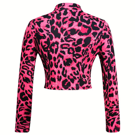 UNICORN Cross-Border Pink Leopard Print Long-Sleeve Women T-Shirt xs s m l xl xxl