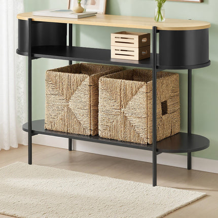 UNICORN Input Console with Storage Wardrobe Black Furniture L110Cm X B39Cm X H76Cm