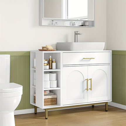UNICORN Washbasin Cabinet, Bathroom Cabinet, 1 Drawer 2 Cabinet Doors