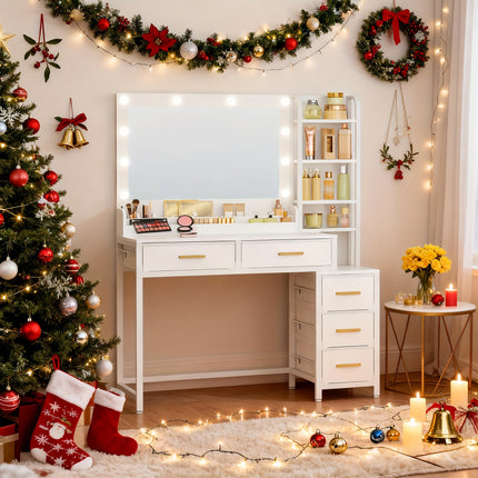 UNICORN Vanity Dresser with Large Mirror, Modern, White, 40 × 110 × 141cm
