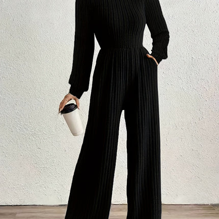 UNICORN High Neck Long Sleeve Versatile Womens Jumpsuit Solid Color s m l xl