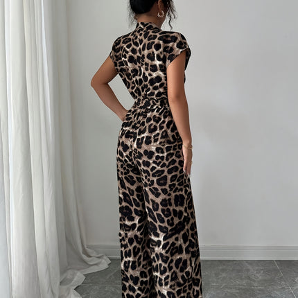 UNICORN Summer Print Stand Collar Vacation Style Elegant Casual Belted Jumpsuit s m l xl