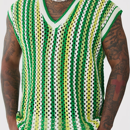 UNICORN Openwork Crochet Vest Pink Red Blue Green s m l xl xxl