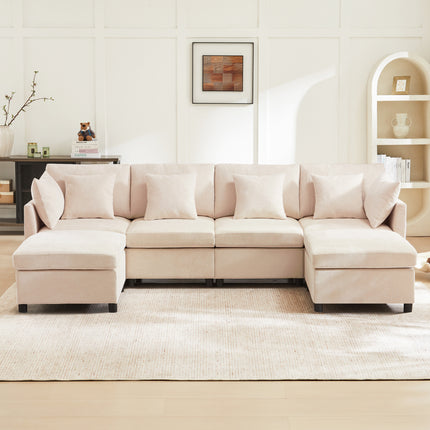 UNICORN Sofa Contemporary Chenille Fabric Sofa for Use in Homes Beige Gray
