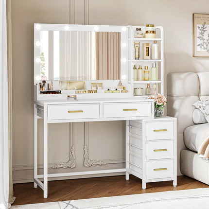 UNICORN Vanity Dresser with Large Mirror, Modern, White, 40 × 110 × 141cm