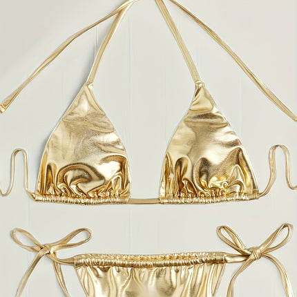 UNICORN Highend Glossy Metallic Sexy Bikini with Halter Neck Triangle s m l xl