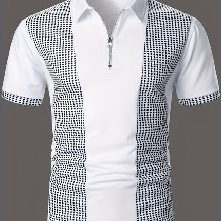 UNICORN Fashion POLO Shirt Short Sleeve Color Block Print Zipper Detail s m l xl