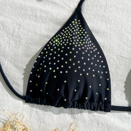 UNICORN Elasticity Rhinestone Bikini Set with Tie, Halter Top and Thong xs s m l xl