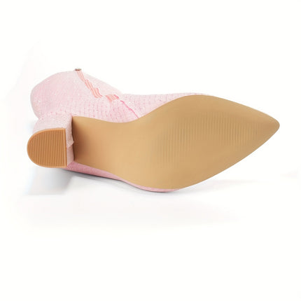 UNICORN Long Boots Womens Elegant Pointed Toe Fashion Chunky Heel High Heels