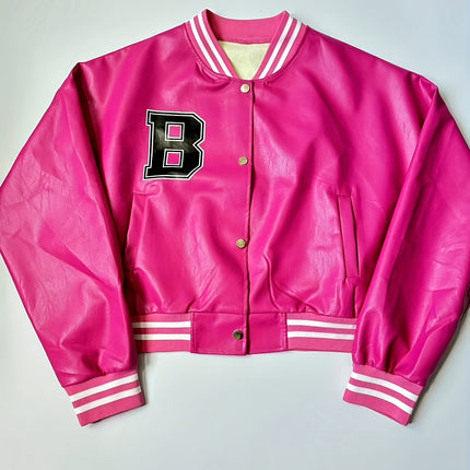 UNICORN Plus Size Long Sleeve Stand Collar Baseball Jacket Leather 1xl 2xl 3xl 4xl