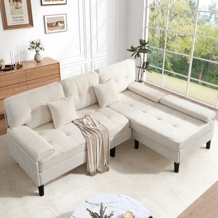 UNICORN L-shaped Corner Sofa Three-seat Multi-functional Chaise Lounge Gray Beige
