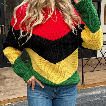 UNICORN Color-Block over-the-shoulder Sweater Round Neck Winter Sweaters s m l xl xxl