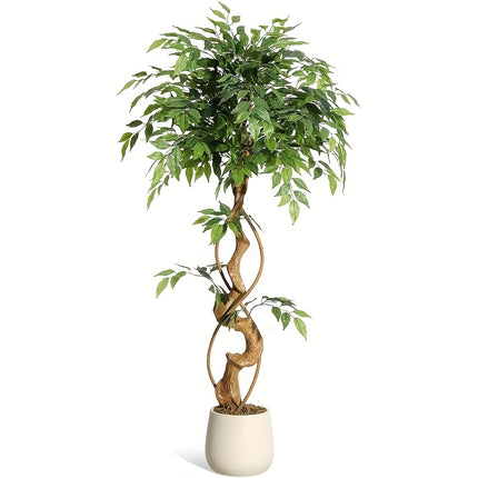 UNICORN Realistic Curved Trunk Artificial Ficus Tree 2-Tier/3-Tier Indoor Fake Plant