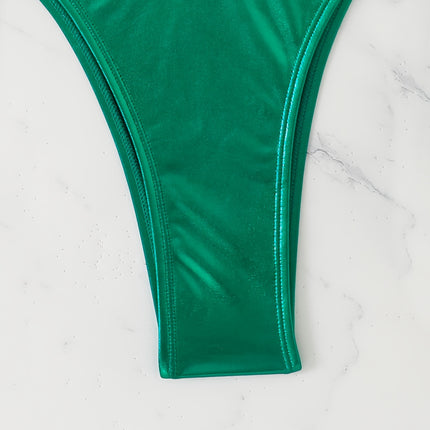 UNICORN Solid Color Swimsuit with Golden Foil High-Gloss Bikini Set xs s m l xl xxl
