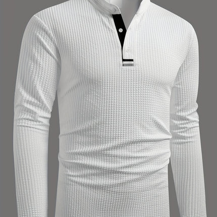 UNICORN Men's Shirt Long Sleeve Placket Stripe Design, Textured Fabric Stretch s m l xl xxl
