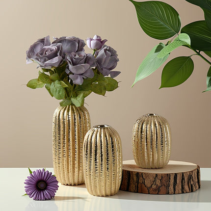 UNICORN 1pc Modern Simple Ceramic Vase Ornament Creative Golden Flower Vase