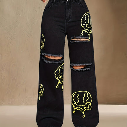 UNICORN Women Loose Straight-Leg Jeans Black s m l xl xxl