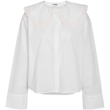 Noisy May Ibiza collar blouse bright white