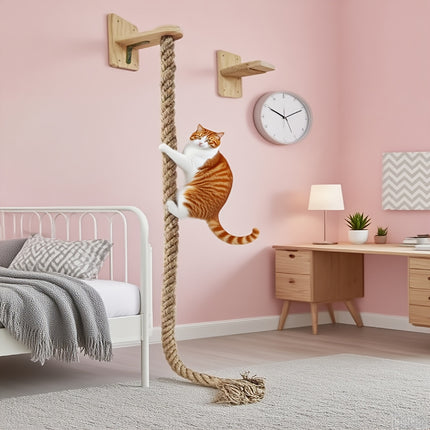 UNICORN Solid Wood Sisal Wall Mounted Cat Climbing Rope