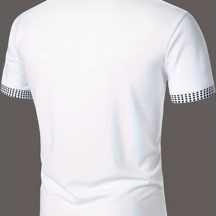 UNICORN Fashion POLO Shirt Short Sleeve Color Block Print Zipper Detail s m l xl