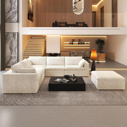 UNICORN Oversized Modern Sofa with 2 Ottomans and 2 Middle Seats