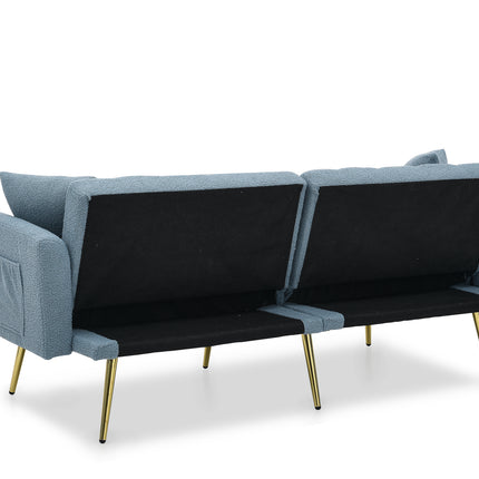 UNICORN Modern Teddy Boucle Two-Seater Sofa, 3-Stage Adjustable Backrest Blue