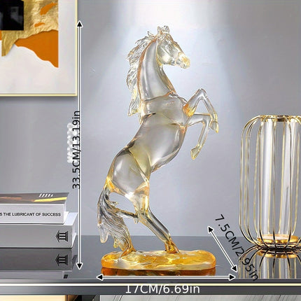 UNICORN Golden Horse Figurine Elegant Resin Horse Decor with Expressive Eyes