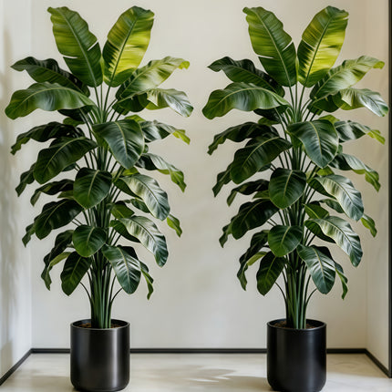 UNICORN Two 53.54-inch Large Artificial Plants Lush Green Leaves
