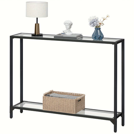 UNICORN Console Table With Shelves, 100 Cm Side Table Golden Black