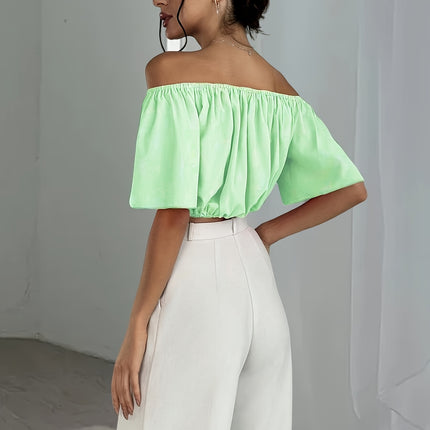 UNICORN Off-the-Shoulder Solid Color Short Blouse  Daily Wear, Parties, All-Season xs s m l