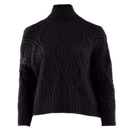 UNICORN Women's sweater cable knit beige black m xl