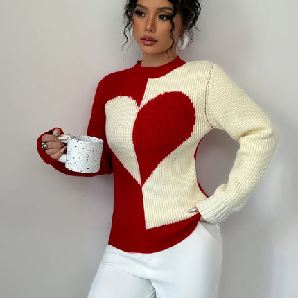 UNICORN Womens Valentine's Day Color-block Heart Pattern Pullover s m l xl