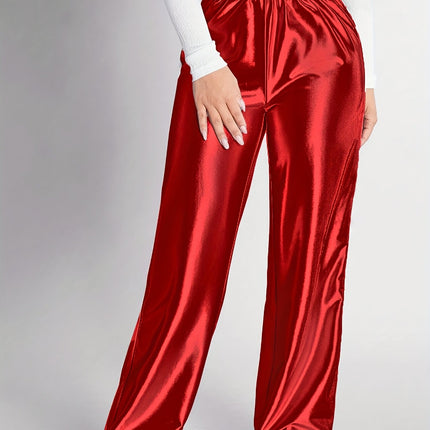 UNICORN Womens Silvery-Hot Stamped Elastic Waistband Straight-Leg Pants s m l xl xxl