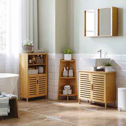 UNICORN Cleanline Bathroom Bamboo Furniture Under Sink Cabinet 2 Doors