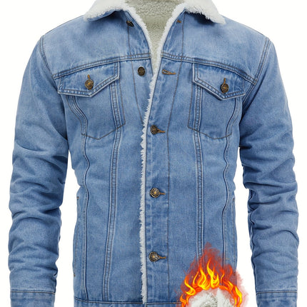 UNICORN Men'S Thickened Fleece-Lined Winter Warm Denim Jacket s m l xl xxl