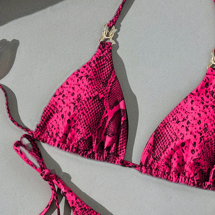 UNICORN Snakeskin Print Swimsuit Tie Bikini 2pcs Set xs s m l xl