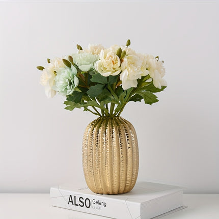 UNICORN 1pc Modern Simple Ceramic Vase Ornament Creative Golden Flower Vase