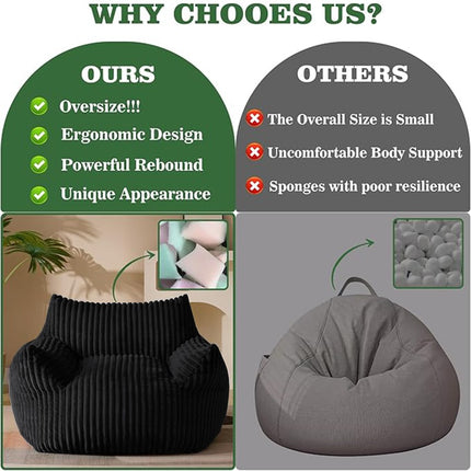 UNICORN Comfortable Bean Bag Chair with Armrests and Footstool Black White Pink Green