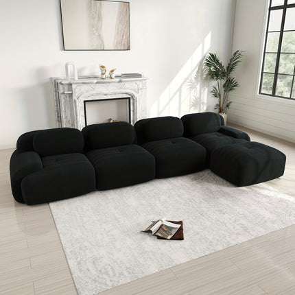 UNICORN 4-Seater Corner Sofa with Reclining Seats & Wide Armrests Black