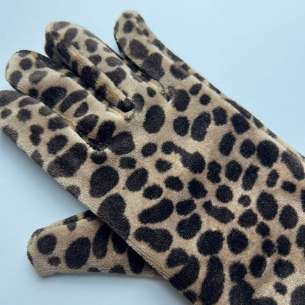 UNICORN Leopard Print Gloves for Women, Made of Golden Velvet