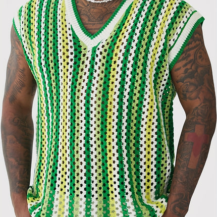 UNICORN Openwork Crochet Vest Pink Red Blue Green s m l xl xxl
