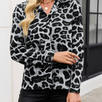 UNICORN Casual Long-Sleeve Shirt with Leopard Print Polo Collar And Buttons s m l xl xxl